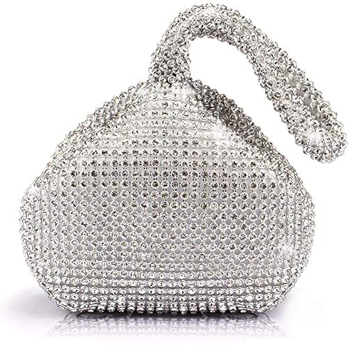 JIAN YA NA Damen Mode Strass Trihedral Clutch Abendtasche Bling Zipper Hochzeit Geldbörse Silber von JIAN YA NA