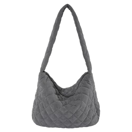 JIANGLIDA Frauen Casual Stilvolle gesteppte Umhängetasche Retro Klassische Geldbörse Mode mit Taschen, grau, 34*14*22 cm/13.39x5.51x8.66inch von JIANGLIDA