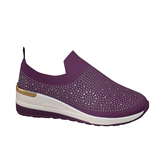 2025 Orthopädische Schuhe Damen Slip on Sneaker Frauen Gewebt Atmungsaktiv Turnschuhe Leicht Laufschuhe Sportschuhe Bequeme Schlupfschuhe Walkingschuhe Arch Support Schuhe EU 37-43 von JIANGML