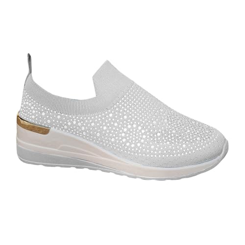 2025 Orthopädische Schuhe Damen Slip on Sneaker Frauen Gewebt Atmungsaktiv Turnschuhe Leicht Laufschuhe Sportschuhe Bequeme Schlupfschuhe Walkingschuhe Arch Support Schuhe EU 37-43 von JIANGML