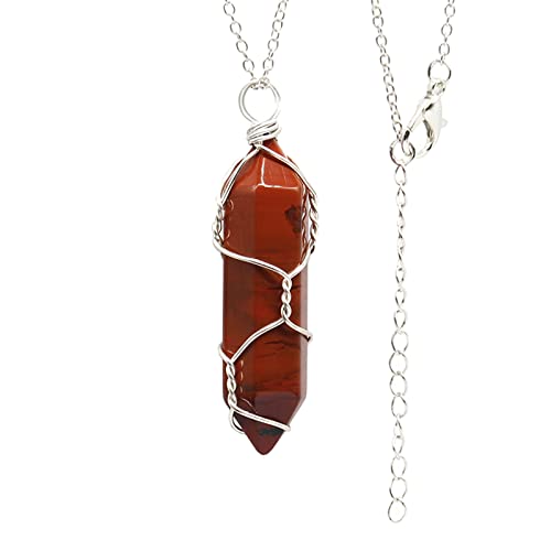Halskette Damen Hexagon Säule Anhänger mit verstellbare Kette Bergkristall Halsschmuck Reiki Heilsteine Amulett von JIANGML