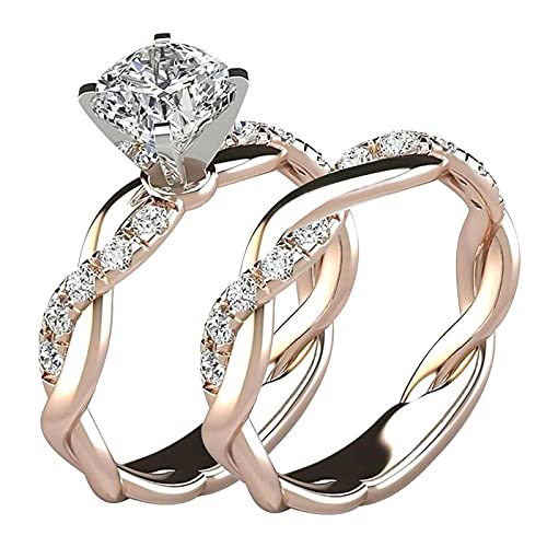 2 Stück Ringe Gold Silber Set Damen Frauen 14K Vergoldete Wasserfest Ring mit Zirkonia Stapelringe Fingerringe Daumenring Goldene Silber Ring Statement Eheringe Modeschmuck von JIANGML