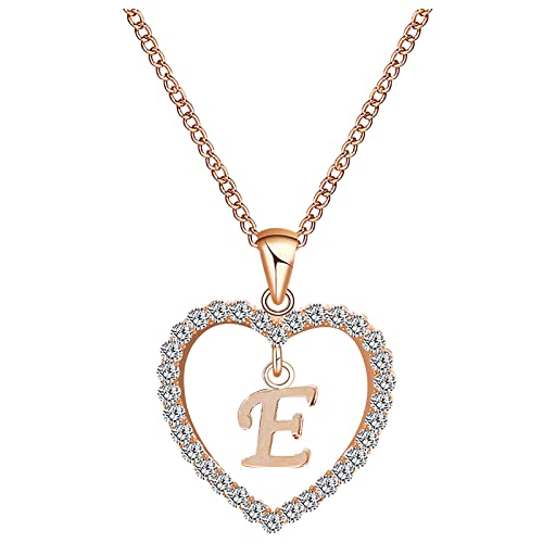 JIANGML Damen Halskette Herz Buchstabe 925 Silber Kette Damen Personalisiere Kette, Geburtstags und Weihnachten Geschenk Für Frauen Mädchen Mama Freundin - A-Z Roségold JIANGML Damen Halskette Herz Buchstabe 925 Silber Kette Damen Personalisiere Kette, Geburtstags und Weihnachten Geschenk Für Frauen Mädchen Mama Freundin - A-Z Roségold von JIANGML