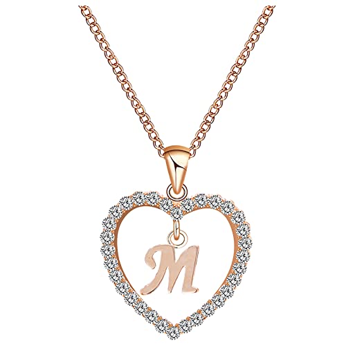 JIANGML Damen Halskette Herz Buchstabe 925 Silber Kette Damen Personalisiere Kette, Geburtstags und Weihnachten Geschenk Für Frauen Mädchen Mama Freundin - A-Z Roségold JIANGML Damen Halskette Herz Buchstabe 925 Silber Kette Damen Personalisiere Kette, Geburtstags und Weihnachten Geschenk Für Frauen Mädchen Mama Freundin - A-Z Roségold von JIANGML