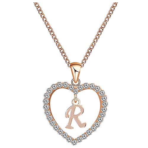 JIANGML Damen Halskette Herz Buchstabe 925 Silber Kette Damen Personalisiere Kette, Geburtstags und Weihnachten Geschenk Für Frauen Mädchen Mama Freundin - A-Z Roségold JIANGML Damen Halskette Herz Buchstabe 925 Silber Kette Damen Personalisiere Kette, Geburtstags und Weihnachten Geschenk Für Frauen Mädchen Mama Freundin - A-Z Roségold von JIANGML
