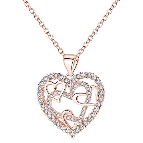 JIANGML Kette Damen 925 Sterling Silber, Herz Anhänger Layered Halskette Kristall Unendlichkeit Ketten, Geburtstag Valentinstag Geschenke für Frauen Freundin Frau Mama Weihnachten Muttertag Schmuck von JIANGML