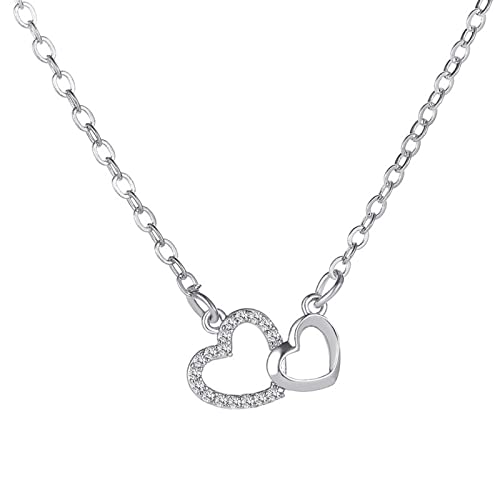 Kette Damen 925 Sterling Silber, Mode Herz Anhänger Layered Halskette Kristall Unendlichkeit Ketten, Geburtstag Valentinstag Weihnachten Muttertag Schmuck Geschenke für Frauen Freundin Frau Mama von JIANGML