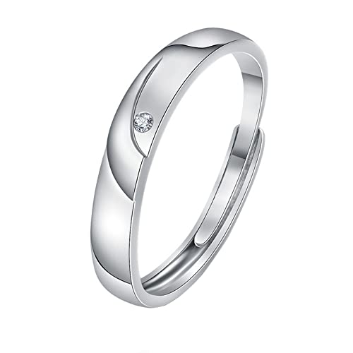Ringe für Damen und Herren 925 Sterling Silber Ehering passende Versprechen Ringe Größe verstellbar handgefertigt Brautschmuck Frauen Silber Stein Ring Damen Fingerringe Damenring von JIANGML