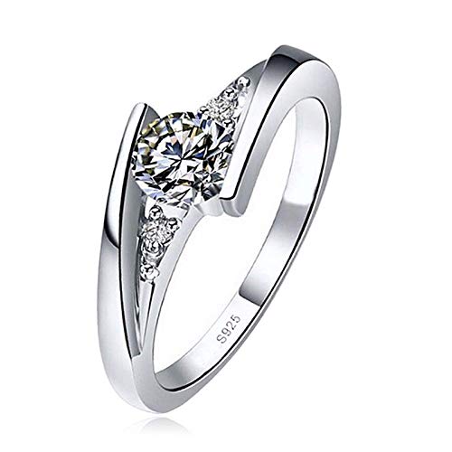 Sterling Silber Ringe für Damen Verstellbarer Verlobungsring Eheringe Glänzend Cubic Zirkonia Ring Fingerring Trauringe Engagement Promise Ring für Frauen Paar Ring Schmuck Ring für Damen von JIANGML