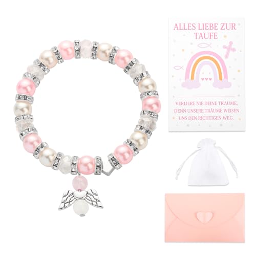 JIANGWON Kommunion Geschenke für Mädchen Armband Kommunion Mädchen Erstkommunion Geschenke Mädchen Glücksbringer Schmuck Handgemachtes Set (Engel) von JIANGWON