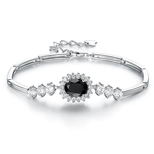 JIANGXIN 925 Sterling Silber Armbänder Damen Verstellbar Funkeln Birthstone Achat Klassisch rinzessin Diana Kate Middleton Edelstein Design Verstellbar Frauen Armband Schmuck für Mama Frau Mädchen von JIANGXIN