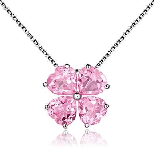 JIANGXIN Kette Damen Herz Halskette 925 Sterling Silber Anhänger Damen Modeschmuck,Pink Turmaline Geschenk Verpackung 40-45cm Verstellbar Ketten Geschenke für Party/Jubiläum/Geburtstag von JIANGXIN