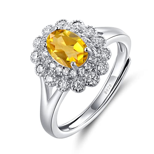 Silber ringe 925 frauen Verstellbar Princess Diana Citrin öffnung Damen 925 Sterling Silber Ring Prinzessin Diana Kate Middleton Edelstein Trauringe von JIANGXIN