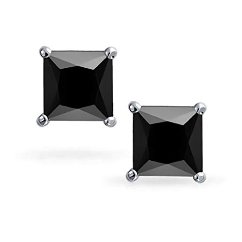 Weihnachtsgeschenke für Damen Ohrringe für Mädchen junge Ohrstecker 925 Sterling Silber 5mm Quadrat Schwarze Naturstein Achat Geschenk Verpackung mit box von JIANGXIN