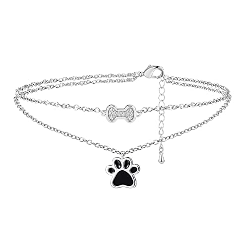 JIANGYUE Pfote Armband Silber Damen Armband Anhänger Hundepfote Armbänder Verstellbar Armkette Schmuck Geschenke für Damen Mädchen Frauen von JIANGYUE
