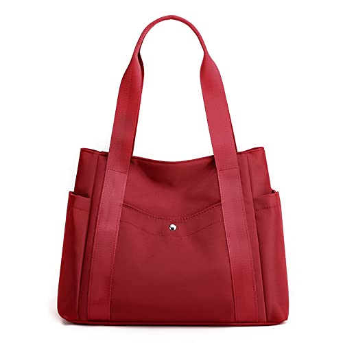 JIANLINST Damen Handtasche Shopper Multi-Pocket Tote Handtasche Henkeltasche Lässige Schultertasche Burgund von JIANLINST