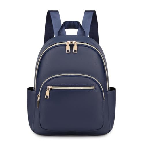 JIANLINST Rucksack Damen Klein PU Leder Cityrucksack Mini Rucksacktasche Wasserdicht Tagesrucksack Frauen Kleiner Tasche Daypack Kriegsmarine von JIANLINST