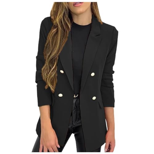 JIANROU Blazer Damen Jacke Einfarbig Open Front Jacket,Damen Strickjacke Baumwolle,Cardigan Lochmuster,Strickjacke Blazer Stil Damen,Schicke Strickjacke,Strickjacke Damen Rundhals von JIANROU