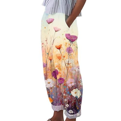 JIANROU Damen Baggy Stretch Wanderhose Sport Jogginghose,Grüne Jogginghose Damen,Business Jogger Damen,Weite Jerseyhose Damen,Cargohose Damen Sommer,Dunkelgrüne Hose Damen von JIANROU