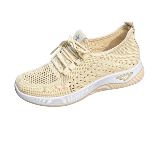 JIANROU Damen Freizeit Schuhe Laufschuhe Walkingschuhe Sneaker Leicht Sneakers Lässig Schuhe Beige Damen Bequem Freizeitschuhe von JIANROU