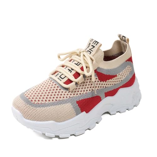 JIANROU Damen Freizeit Schuhe Laufschuhe Walkingschuhe Sneaker Leicht Sneakers Langlebige Schuhe Beige Damen Sport Freizeitschuhe von JIANROU