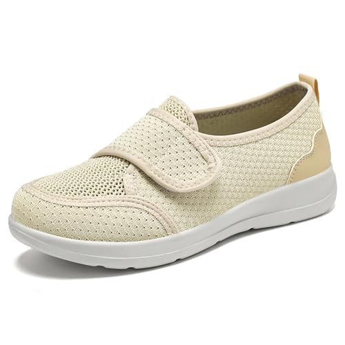 JIANROU Damen Freizeit Schuhe Laufschuhe Walkingschuhe Sneaker Outdoor Sneakers Langlebige Damen Schuhe Beige Elegante Freizeitschuhe von JIANROU