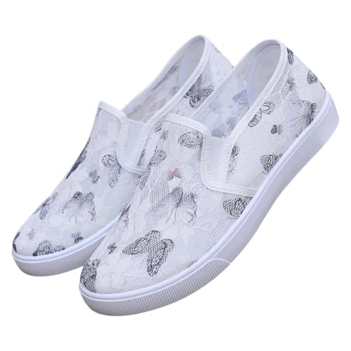 JIANROU Damen Schuhe Turnschuhe Sportschuhe Laufschuhe Walkingschuhe Sneaker Atmungsaktiv Sneakers Lässig Schuhe Weiss Elegante Freizeitschuhe von JIANROU