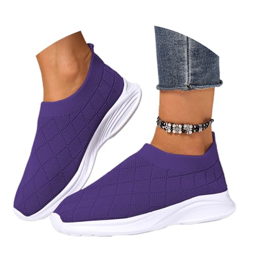 JIANROU Damen Slip Sneaker Turnschuhe Walkingschuhe Leicht Sneakers Langlebige Weiße Schuhe Sport Freizeitschuhe von JIANROU