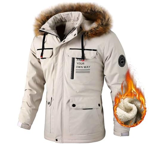 JIANROU Herren Steppjacke Winter Unisex Warme Padded Jacket Langarm Wollmantel Mit Stehkragen Steppblouson Herren Lange Jacke Herren Parka Khaki Wintermantel von JIANROU