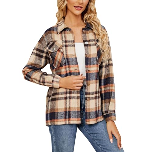 JIANROU Langarmshirts Damen Basic Shirt Langarm Oberteile Winter,Bluse Khaki Oliv Stehkragenbluse Damen Braunes Hemd Damen Lange Bluse Weiß Kelchkragen Bluse Damen Jersey Blusen Damen von JIANROU