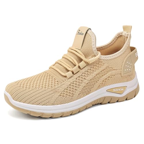 JIANROU Laufschuhe Damen Turnschuhe Sportschuhe Sneaker Atmungsaktiv Sneakers Langlebige Beige Sneaker Damen Bequem Freizeitschuhe von JIANROU