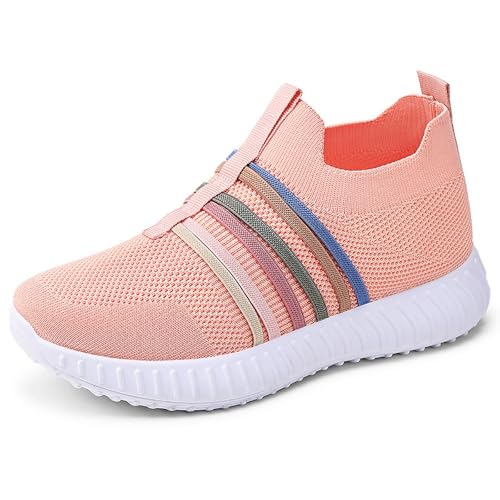 JIANROU Laufschuhe Damen Turnschuhe Sportschuhe Sneaker Atmungsaktiv Sneakers Langlebige Sneaker Pink Weiß Sport Freizeitschuhe von JIANROU