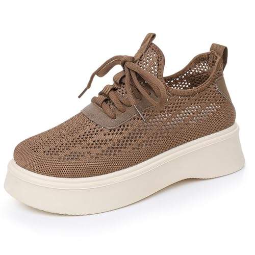 JIANROU Laufschuhe Damen Turnschuhe Sportschuhe Sneaker Leicht Sneakers Lässig Beige Schuhe Damen Elegante Freizeitschuhe von JIANROU