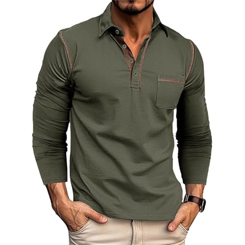 JIANROU Poloshirt Herren Golf Tennis Sport Polo Shirts Warm Freizeit T-Shirt Langarm Henley Freizeithemden Arbeitskleidung Poloshirt Business Poloshirts von JIANROU