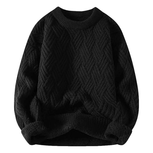 JIANROU Strickpullover Für Herren Pullover Für Büro Und Freizeit,Oversized Strickpullover Herren Gerippter Pullover Grobstrick Pullover Ringelpullover V Ausschnitt Pullover Mit Hohem Kragen von JIANROU