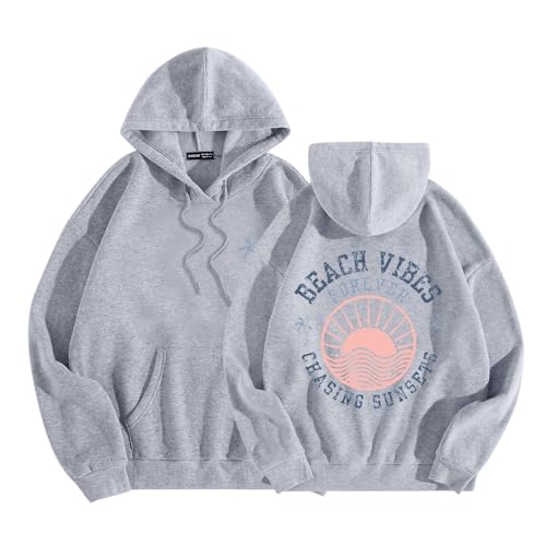 JIANROU Sweatshirt Damen Hoodie Locker Casual Kapuzenpulli,Sweatjacke Dame,Sweatjacke Lang Damen Baumwolle,Sweatjacke Lang Mit Kapuze,Sweatshirt Damen Mit Aufdruck,Hoodie Mit Großer Kapuze von JIANROU