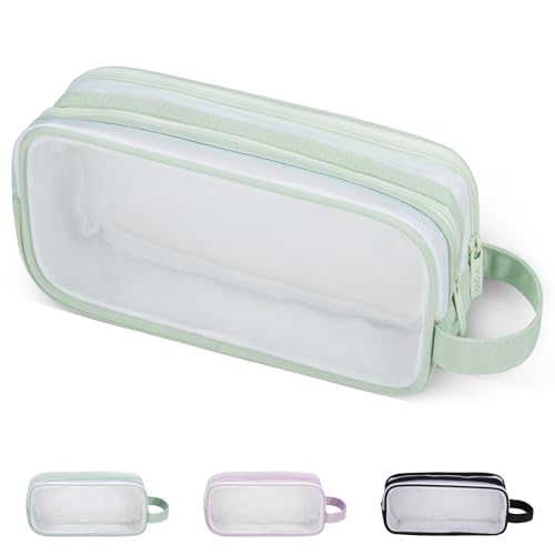 JIANTA Federmäppchen Groß Durchsichtig Federtasche mit 2 Fächern für Erwachsene Mädchen Jungen Mäppchen mit Reißverschluss Etui Schule Stiftetasche Pencil Case Schulsachen - Grün von JIANTA