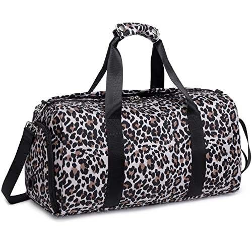 JIANYA Sporttasche, Reisetasche, Sporttasche, Reisetasche, Tanz, Gymnastik, Tasche mit Schuhfach und Nassfach, Leopard, Kleine Reisetasche für Damen von JIANYA