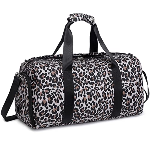 JIANYA Sporttasche, Reisetasche für Tanz und Gymnastik Mit Schuhfach und Nassfach, Leopard, Kleine Tasche für Damen von JIANYA