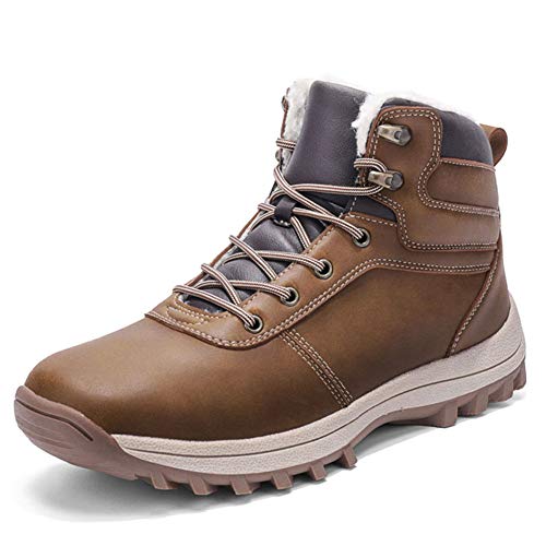 JIANYE Herren Winterschuhe Gefüttert Wasserdicht Winter Wanderschuhe Damen Warm Trekking Schneestiefel Braun 42 von JIANYE