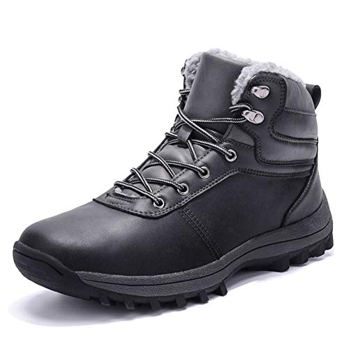 JIANYE Herren Winterschuhe Gefüttert Wasserdicht Winter Wanderschuhe Damen Warm Trekking Schneestiefel Schwarz 38 von JIANYE