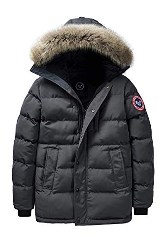 JIANYE Winterjacke Herren Winterparka Gefüttert Warme Parka Jacke Outdoor Winddicht Parka Winter mit Kapuze Grau M von JIANYE