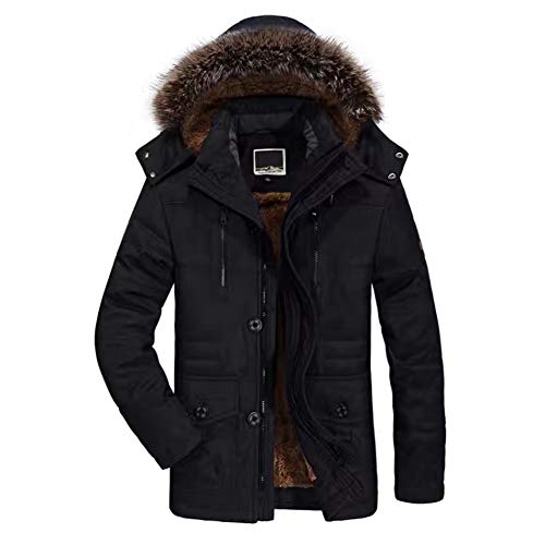 MEYOCEYO Winterjacke Herren Winterparka Outdoor Wintermantel Warme Parka Jacke mit Kapuze Baumwolle Jacke Gefütterte Schwarz 2XL von MEYOCEYO