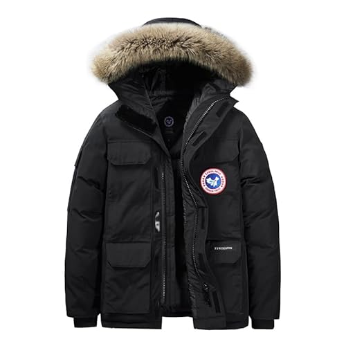 MEYOCEYO Winterparka Herren Parka Jacke Gefüttert Winterjacke Warme Jacke Outdoor Kapuzenjacke Winddicht Parka Schwarz 7XL von MEYOCEYO