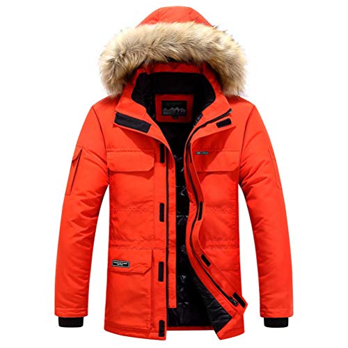 MEYOCEYO Winterparka Herren Winterjacke Gefüttert Parka Jacke Warme Wintermantel Outdoor Parka mit Kapuze Jacke Rote L von MEYOCEYO