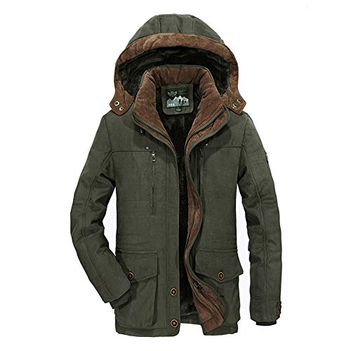 MEYOCEYO Winterparka Herren Wintermantel Gefütterte Parka Jacke Outdoor Winterjacke Warme Parka mit Kapuze Armee-Grün 4XL von MEYOCEYO