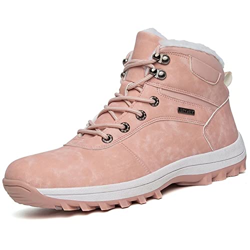 JIANYE Winterschuhe Herren Damen Warm Gefüttert Winterstiefel Wasserdicht Outdoor Trekkingschuhe Gr.36-48 Rosa 38 von JIANYE