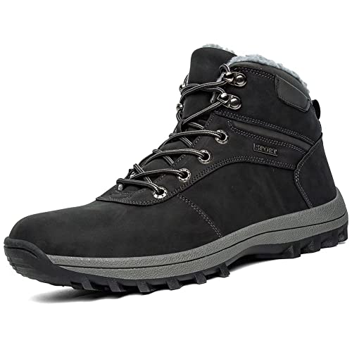 JIANYE Winterschuhe Herren Damen Warm Gefüttert Winterstiefel Wasserdicht Outdoor Trekkingschuhe Gr.36-48 Schwarz 39 von JIANYE