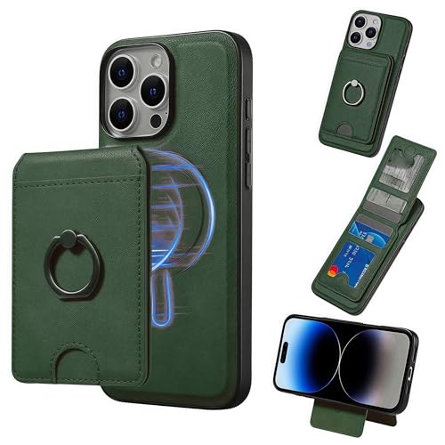 JIAONASHIJIA passend für MagSafe iPhone 12 Hülle-Leder Magnet Wallet-RFID-blockierend-2 in 1 Abnehmbarer Kartenhalter-Stoßfestes Cover-Ständer-ID-Fenster.Grün JIAONASHIJIA passend für MagSafe iPhone 12 Hülle-Leder Magnet Wallet-RFID-blockierend-2 in 1 Abnehmbarer Kartenhalter-Stoßfestes Cover-Ständer-ID-Fenster.Grün von JIAONASHIJIA