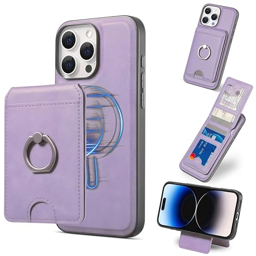 JIAONASHIJIA passend für MagSafe iPhone 14 Pro Hülle-Leder Magnet Wallet-RFID-blockierend-2 in 1 Abnehmbarer Kartenhalter-Stoßfestes Cover-Ständer-ID-Fenster.Lila JIAONASHIJIA passend für MagSafe iPhone 14 Pro Hülle-Leder Magnet Wallet-RFID-blockierend-2 in 1 Abnehmbarer Kartenhalter-Stoßfestes Cover-Ständer-ID-Fenster.Lila von JIAONASHIJIA